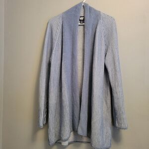 Lands’ End Women’s Blue & White Drifter Cotton Cardigan Size Large